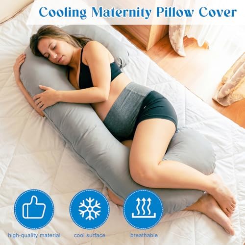 Hahafelt Cooling Pregnancy Pillow Cover 59 Inch Large C Shaped Full Body - Image 5