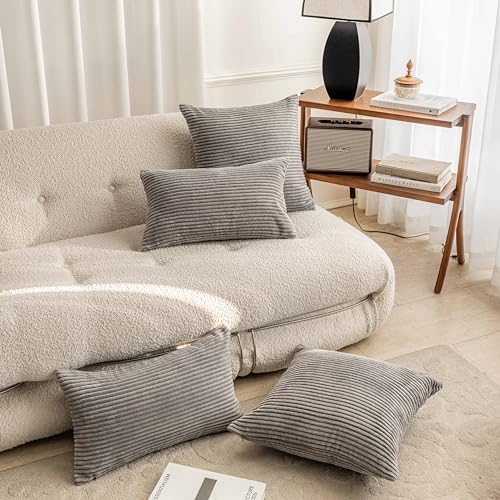 Home Brilliant 20 x 20 Pillow Covers Set of 2 Plush Corduroy Throw Pillow - Image 6