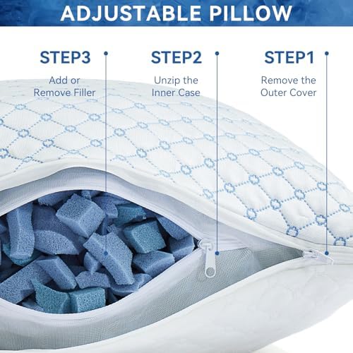 Cooling Memory Foam Pillows Queen Size Set of 2, Neck Support - Image 5