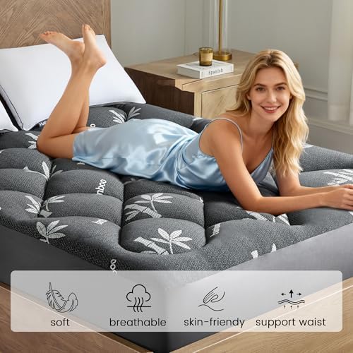 Full Mattress Topper, Viscose Bamboo, Thick Pillow Top Mattress Pad - Image 4