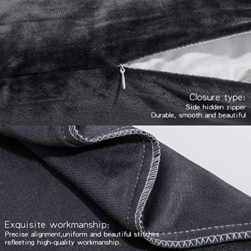 NTBAY Queen Velvet Pillowcases, Charcoal Grey - Image 4