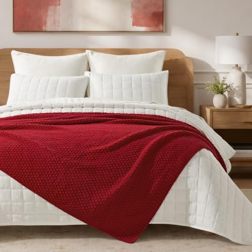 EVERGRACEHOME Chunky Chenille Knit Throw Blanket, 50 x 60, Classic Red - Image 5