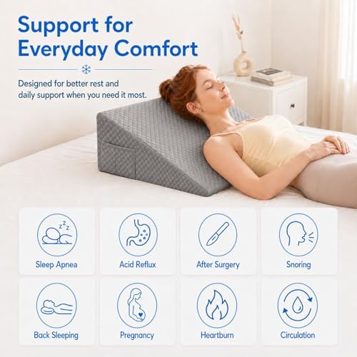 OAISZ Wedge Pillow for Sleep Apnea, 12-Inch Memory Foam Top - Image 6
