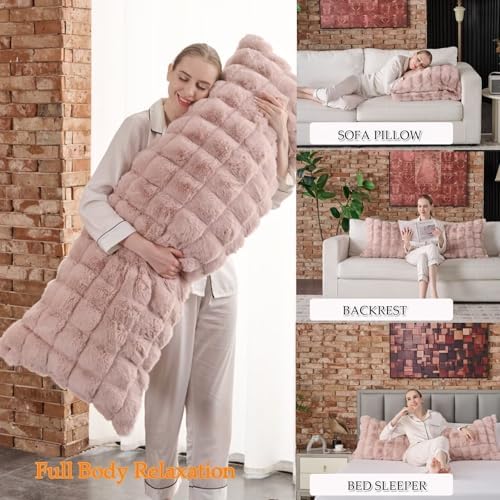 20"x54"Luxury Shaggy Faux Fur Body Pillow Cover, Bubble Fluffy Plush Bed Body - Image 3