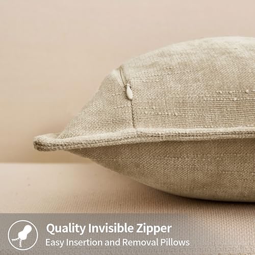 Allorry Throw Pillow Covers 12x20 Oatmeal Chenille Solid Home DecorSY014D12 - Image 2