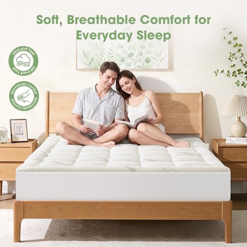 Mattress Pad Twin XL Size, Cooling Pillow Top Mattress Topper, Ultra Soft - Image 4
