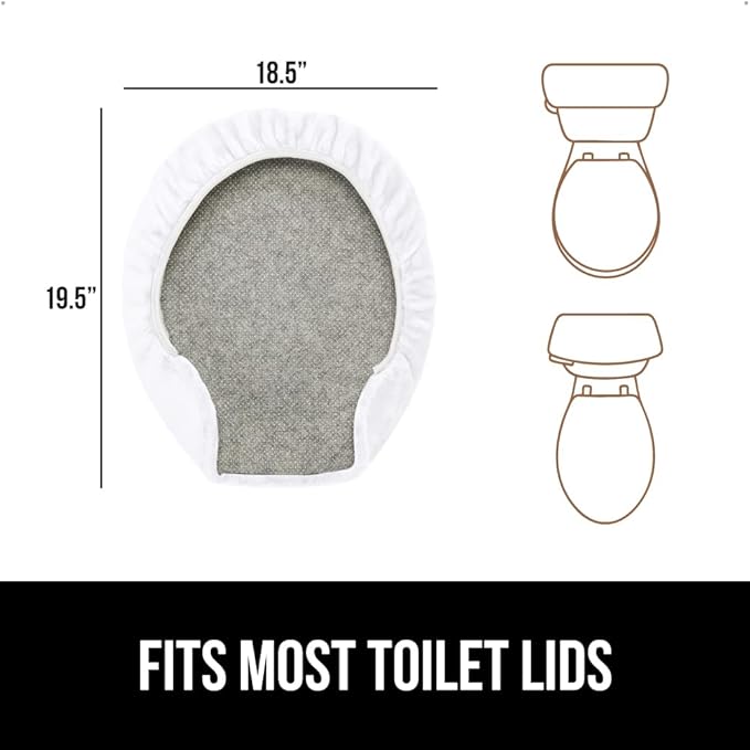 GORILLA GRIP Thick Memory Foam Bathroom Toilet Lid Seat Cover, Soft Velvet Topside, Machine Wash, Plush Cushioned Covers Fits Most Size Lids, Decorative Bath Room Accessories, 19.5x18.5, Bright White