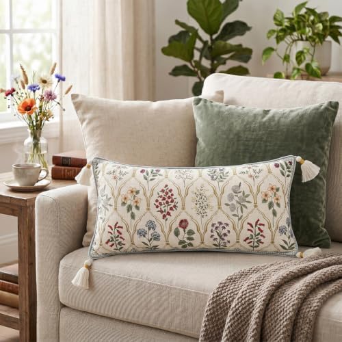 ISAENNE Designer Vintage Linen Throw Pillow Cover - Image 2