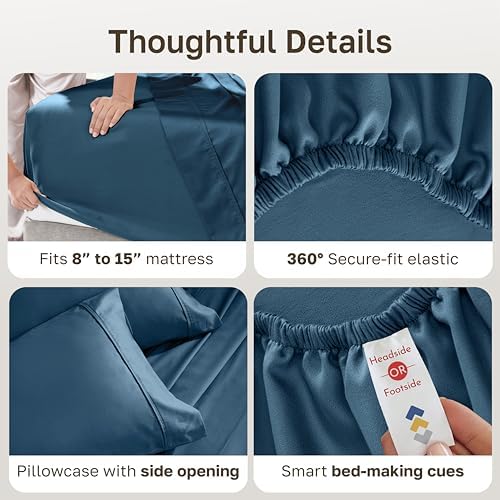 California Design Den 100% Cotton Sateen 3 Pc XL Twin Sheets Set - Image 4