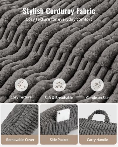 Blissful Diary Reading Pillow for Bed, Back Pillow Sitting Up, Dark Gray - Image 6