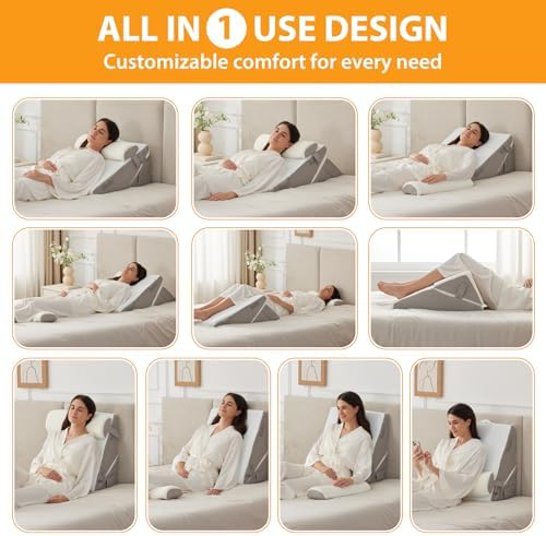 Ruqmuis Wedge Pillow Set for After Surgery, Incline Pillow Wedge for Headboard - Image 4