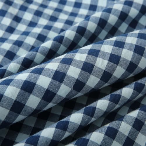 Silnuo Navy Blue/White Gingham Plaid Ruffle Throw Pillow Covers 20"x20" - Image 5
