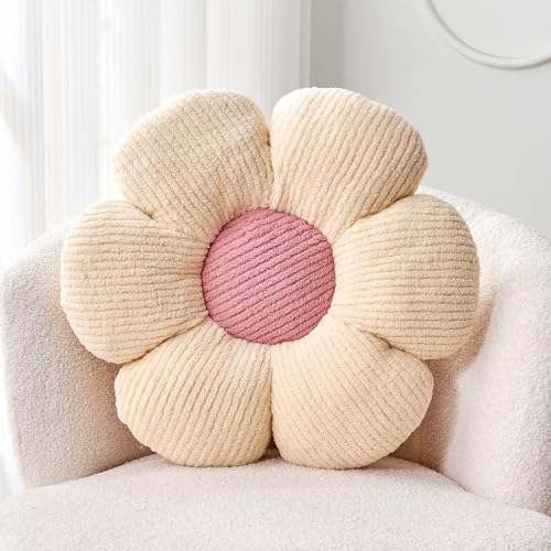 Kcvvcr Flower Throw Pillow, Soft White 14.9" Shaped Floor Pillow by Kcvvcr