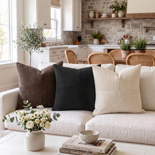 Fancy Homi 2 Packs Black Decorative Throw Pillow Covers 18x18 Inch - Image 2