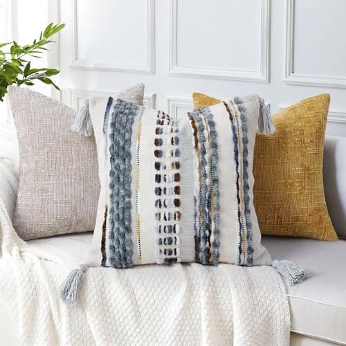NUYECY Boho Throw Pillow Covers 16x16 Aesthetic Neutral Boucle Couch Pillow - Image 5