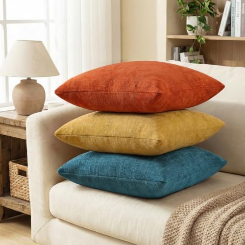 decorUhome Chenille Fall Throw Pillow Covers 22x22 Set of 2, Burnt Orange - Image 7