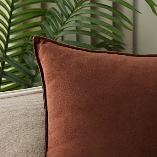 JIAHANNHA Velvet Brown Throw Pillow Covers 18”x18”Pack of 2 Soft Decorative - Image 5