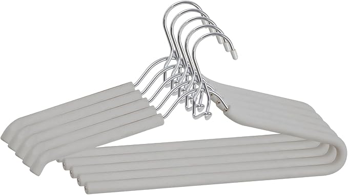 Spring Fever Foam Padded Clothes Hangers with Hooks - Sponge Non Slip Chrome Plating Heavy Duty Space Saving Open Ended for Women Men Pants Coat Green-Grey 5 Pack