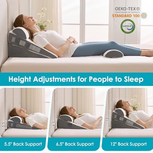 4Pcs Wedge Pillow Set for After Surgery, Acid Reflux Relief, Adjustable Bed - Image 6