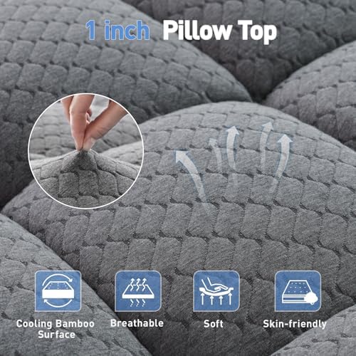 Dual Layer 3 Inch Memory Foam Mattress Topper King Size, 2 Inch Cooling Gel - Image 5