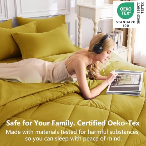 CozyLux Full Comforter Set 82"x86" Mustard Yellow - Image 3