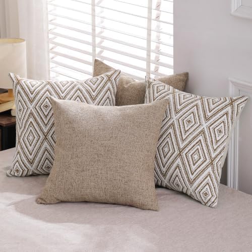 HPUK Throw Pillow Covers 20x20, Light Brown Couch Pillow Covers - Image 6