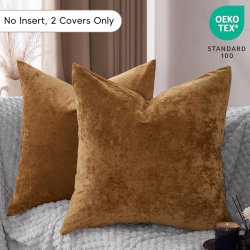 PHF Truly Velvet Euro Shams 26"x26", Rusty Burnt Orange, No Insert, 2 Pack - Image 3