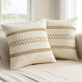 MIULEE Set of 2 Neutral Boho Decorative Pillow Covers 16x16 Inch by MIULEE
