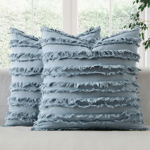 MIULEE Boho Linen Striped Throw Pillow Covers 18x18 by MIULEE