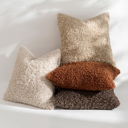 MIULEE Decorative Faux Fur Pillow Covers Sherpa 20x20 Rust - Image 5