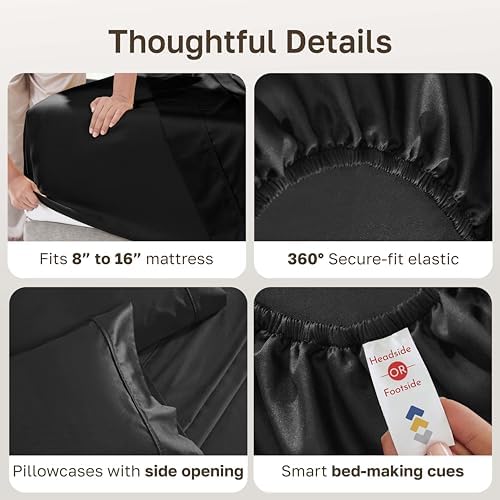 California Design Den Soft 100% Cotton Sateen Queen Sheets - Image 4