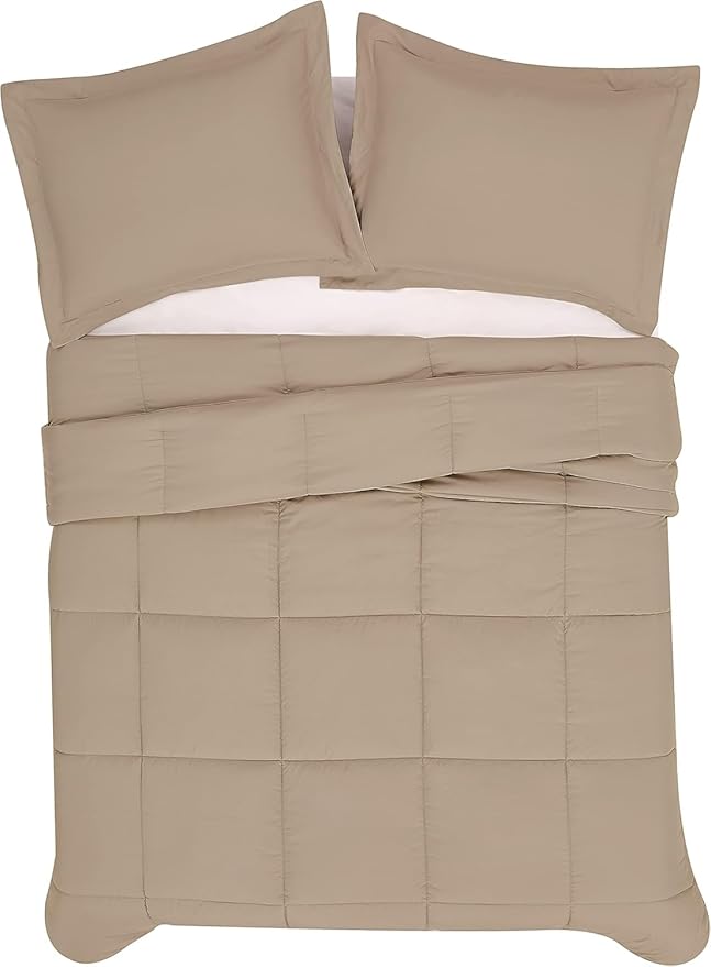 London Fog Garment Washed Solid Comforter Set Khaki Microfiber 2-Piece Twin XL Comforter Set, Solid Themed, Adult and Teen, Oeko-TEX Certified