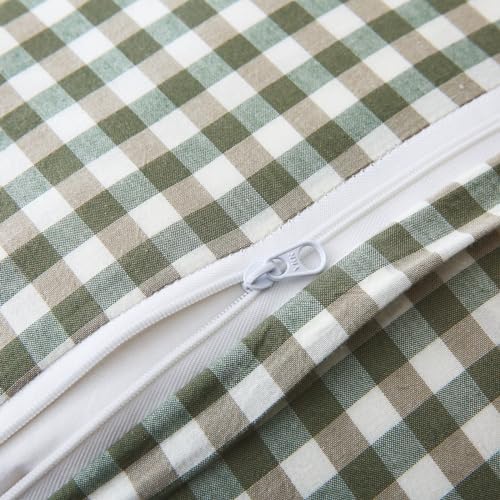 Mywinlle Sage Green Gingham Plaid Ruffle Throw Pillow Covers 18"x18" - Image 6