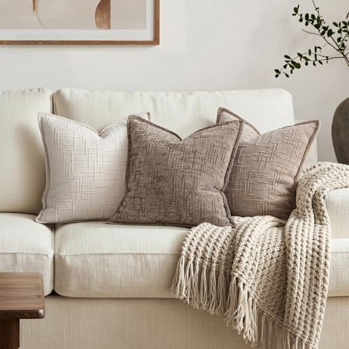 MIULEE Slubby Textured Decorative Throw Pillow Covers Taupe Grey 18x18 - Image 4
