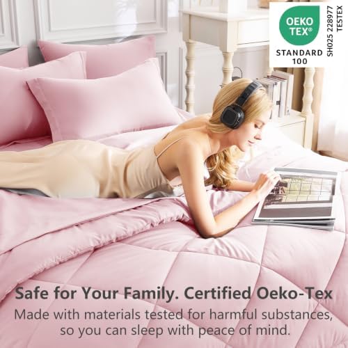 CozyLux King Comforter Set 102"x90" Pink - Image 3