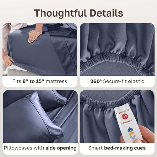California Design Den 100% Cotton Sateen Split King Bed Sheets Set - Image 6