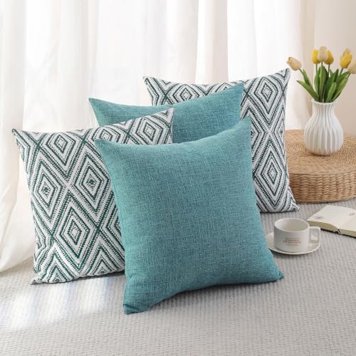 HPUK Throw Pillow Covers 20x20, Aqua Blue Couch Pillow Covers - Image 3