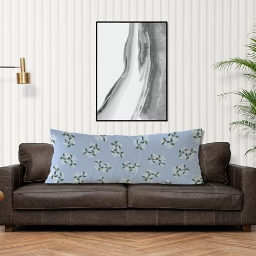 Blue Hydrangea Chinoiserie Body Pillow Covers 20x54, Grandmillennial Home Decor - Image 4