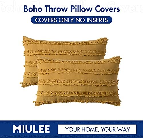 MIULEE Boho Linen Striped Lumbar Throw Pillow Covers 12x20 - Image 6
