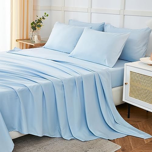 ILAVANDE King Size 6 Piece Bed Sheets Set, Baby Blue by ILAVANDEforYourBedHome