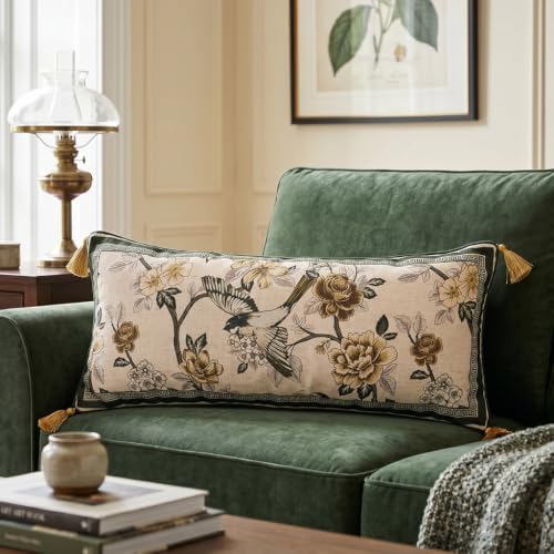 ISAENNE Vintage Linen Rectangle Throw Pillow Cover - Image 2