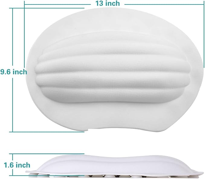 Sfiery Bathtub Pillow, TPE Bath Tub Headrest with Strong Suction Cups, Non Slip,Waterproof for Tub,Head Neck Good Support, White