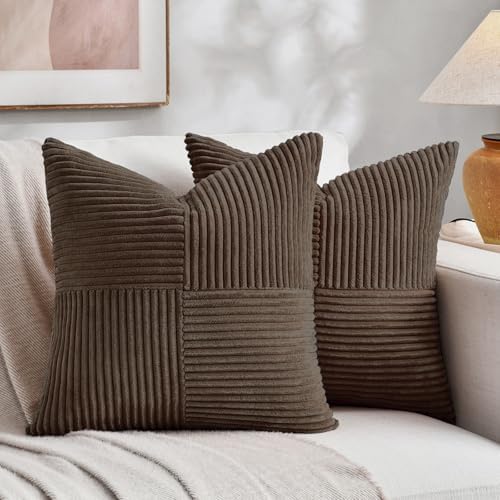 Fancy Homi 2 Packs Dark Brown Euro Decorative Throw Pillow Covers 26x26 Inch by Fancy+Homi