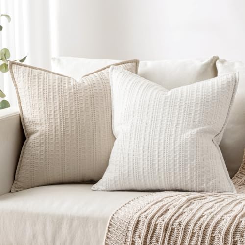 Decorative Waffle Throw Pillow Covers 20x20 White 2 Pack - Image 4