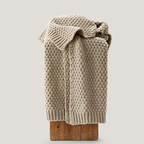 EVERGRACEHOME Chunky Chenille Knit Throw Blanket, 60 x 80, Sand Dune - Image 5