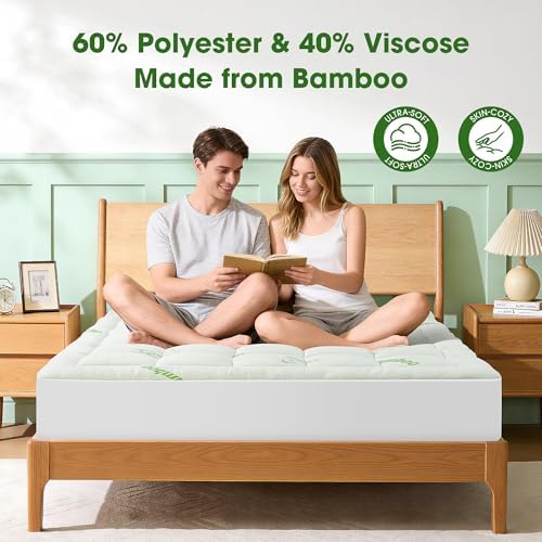 Mattress Pad King Size, Cooling Pillow Top Mattress Topper, Ultra Soft Viscose - Image 3