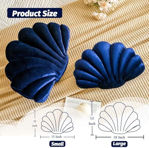 Lfsaaj Navy Blue Seashell Throw Pillows, Shell Shaped Throw Pillows, 13 Inch - Image 2