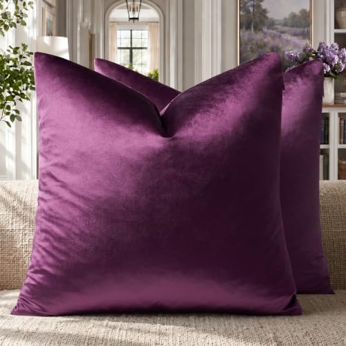 GIGIZAZA Velvet Pillow Covers 16x16 Decorative Pillows Pack of 2 Purple by GIGIZAZAFocusingonhomedecoration