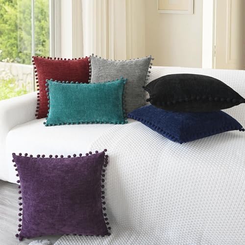 CaliTime Decorative Couch Throw Pillow Covers 22 X 22 Inches Navy Blue - Image 4