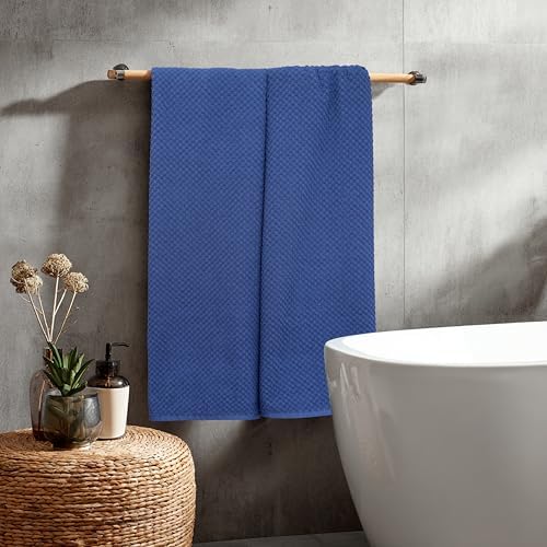 COTTON CRAFT Euro Spa Waffle Weave Bath Sheets - Set of 2 Blue Towel Sheets - Image 4